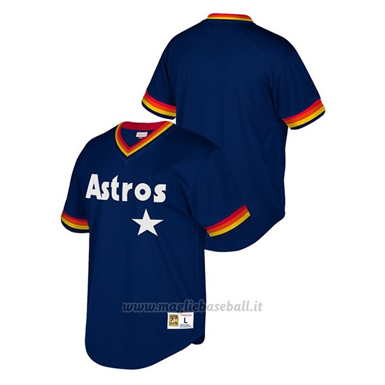 Maglia Baseball Uomo Houston Astros Cooperstown Collection Mesh Wordmark V-neck Blu